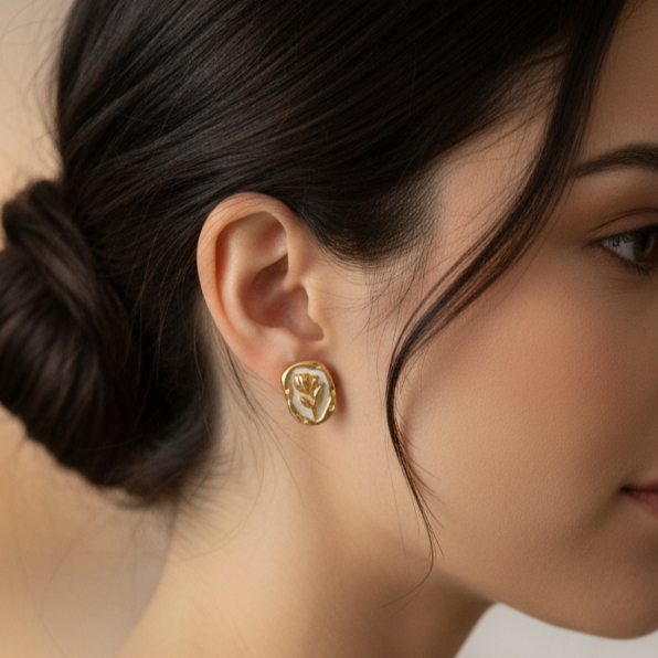 Rose Cameo Studs