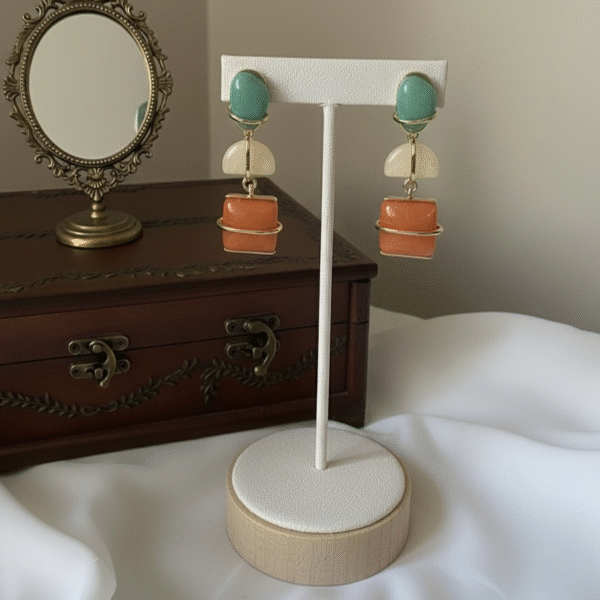 The Coral Stacker Earrings - The Pastel Gem - Anti Tarnish 2 The Coral Stacker Earrings