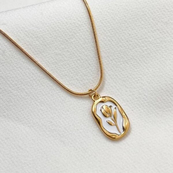 Vintage Tulip Pendant - The Pastel Gem - Anti Tarnish Jewelery 2 Vintage Tulip Pendant