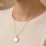 Square White Stone Necklace