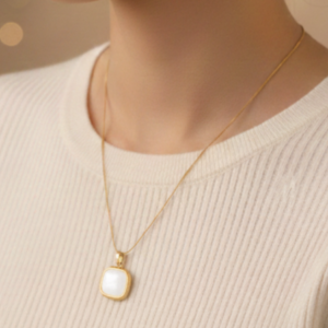 Square White Stone Necklace
