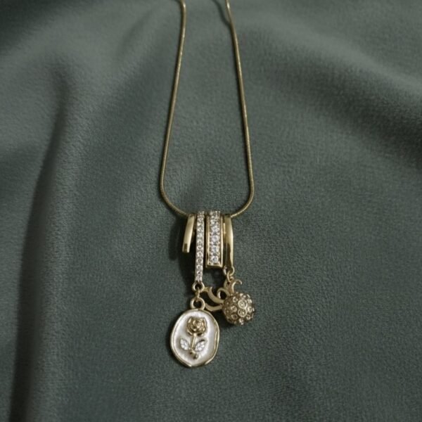 4 - The Pastel Gem - Best Jewellery - Golden Rose Charm Necklace -1 Golden Rose Charm Necklace