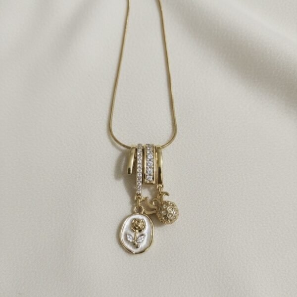 4 - The Pastel Gem - Best Jewellery - Golden Rose Charm Necklace -2 Golden Rose Charm Necklace