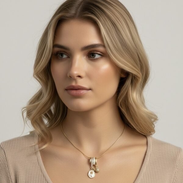 4 - The Pastel Gem - Best Jewellery - Golden Rose Charm Necklace -3 Golden Rose Charm Necklace