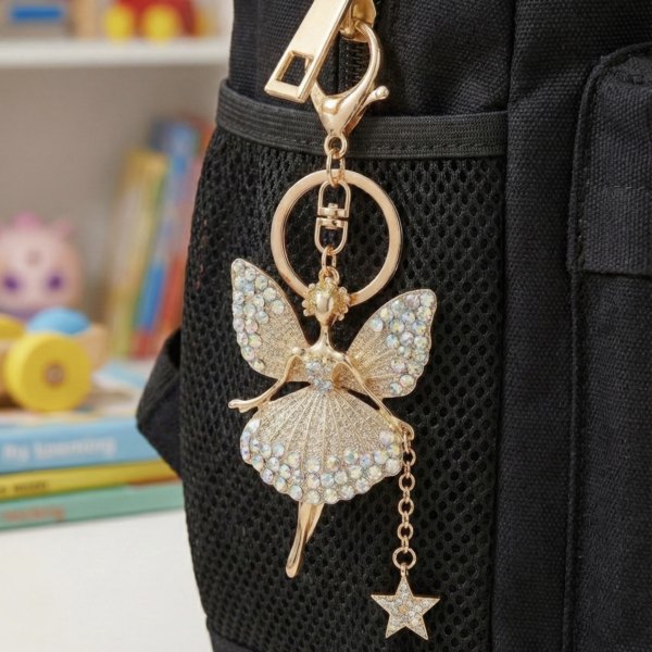 Crystal Ballerina Keyring - The Pastel Gem - Imitation Jewellery - 1 Crystal Ballerina Keyring (White)