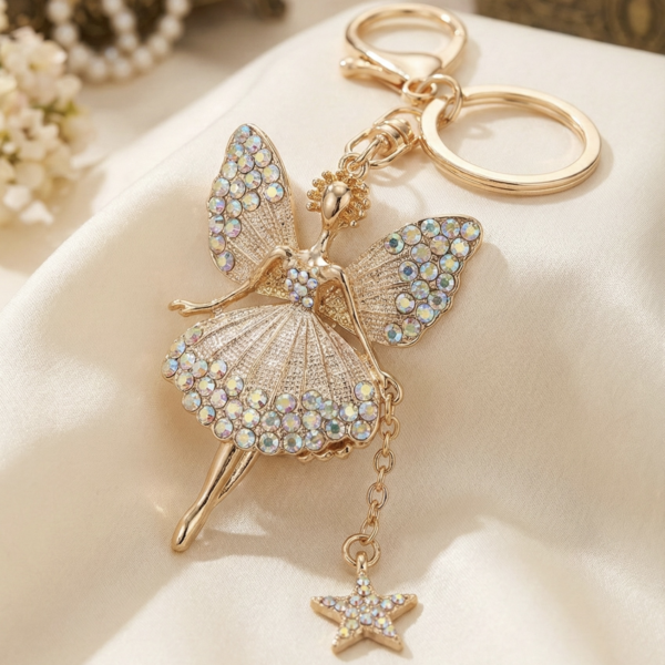 Crystal Ballerina Keyring - The Pastel Gem - Imitation Jewellery - 4 Crystal Ballerina Keyring (White)