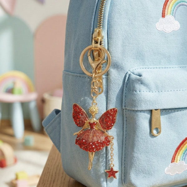 Crystal Ballerina Keyring - The Pastel Gem - Imitation Jewellery - 5 Crystal Ballerina Keyring (Red)