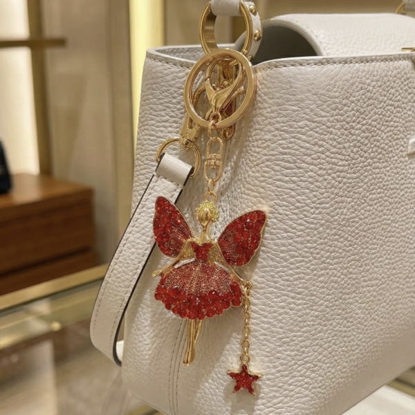 Crystal Ballerina Keyring - The Pastel Gem - Imitation Jewellery - 6 Crystal Ballerina Keyring (Red)