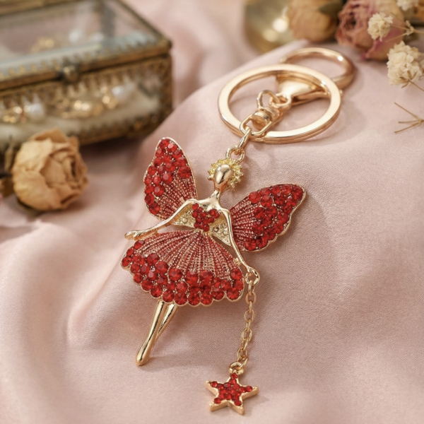 Crystal Ballerina Keyring - The Pastel Gem - Imitation Jewellery - 7 Crystal Ballerina Keyring (Red)