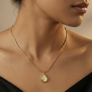 Golden Moonstone Teardrop - The Pastel Gem - Imitation Jewellery - 2 Golden Moonstone Teardrop Necklace