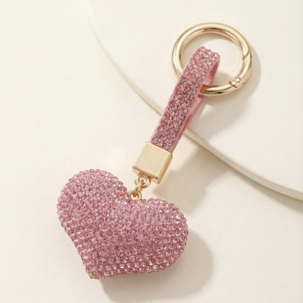 Sparkle Heart Keyring - The Pastel Gem - Imitation Jewellery - 9 Pink Sparkle Heart Keyring
