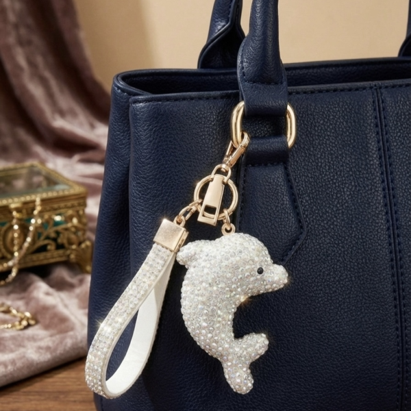 Sparkling Crystal Dolphin - The Pastel Gem - Best Luxury Jewellery Brand - 2 Sparkling Crystal Dolphin Keyring
