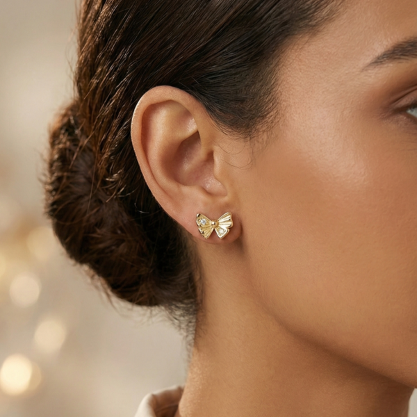 The Pastel Gem - Best Luxury Jewellery Brand - Crystal Bow Studs Earrings - 2 Crystal Bow Studs Earrings