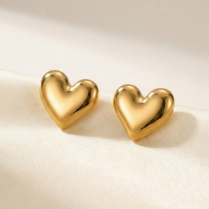 Golden Heart Studs Earrings