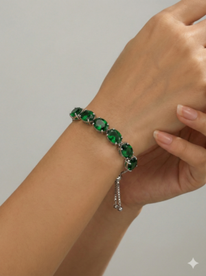 34-3 Green Tennis Bracelet