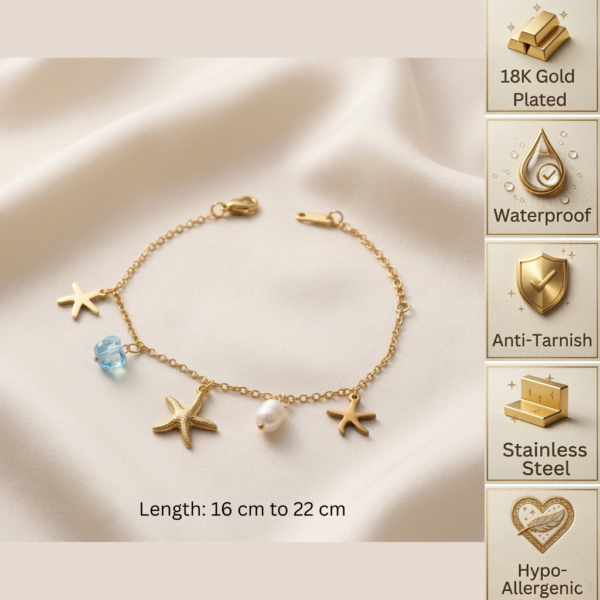 Starfish Pearl Charm Bracelet