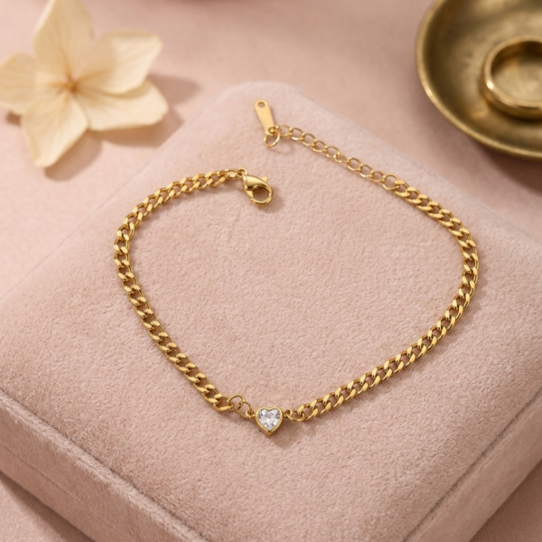 IMG_1638 Gold Heart Chain Bracelet