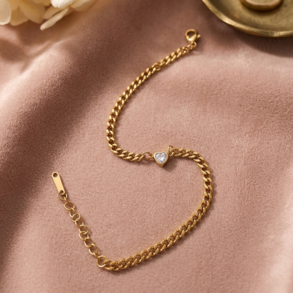 IMG_1640 Gold Heart Chain Bracelet