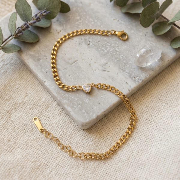 IMG_1644 Gold Heart Chain Bracelet