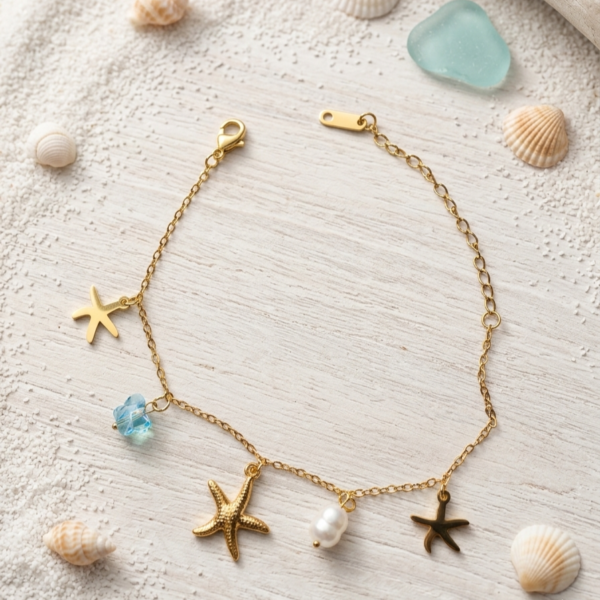 Starfish Pearl Charm Bracelet