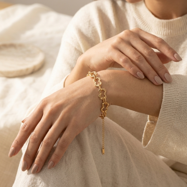 IMG_1692 Textured Gold Chain Bracelet
