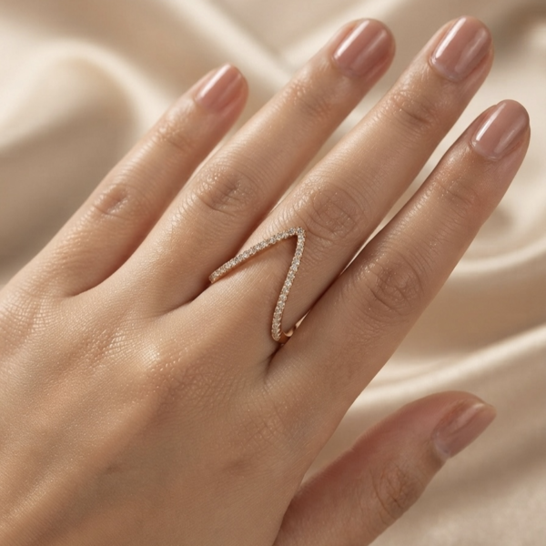 Gold Crystal Chevron Wrap Ring