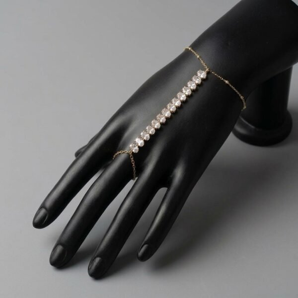 1 - Gold Crystal Tennis Hand Chain Bracelet - The Pastel Gem - Best Anti Tarnish Jewellery Gold Crystal Tennis Hand Chain Bracelet