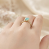 Gold Green Chalcedony Crystal Ring