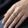 Gold Green Floral Bypass Ring