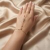 1 - Gold Square Crystal Hand Chain Bracelet - The Pastel Gem - Best Anti Tarnish Jewellery Gold Square Crystal Hand Chain Bracelet