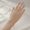 1 - Gold Square Crystal Hand Chain Bracelet - The Pastel Gem - Best Anti Tarnish Jewellery Gold Crystal Beaded Hand Chain Bracelet