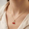 100 - Gold Cherry Pendant Necklace - The Pastel Gem - Best Anti Tarnish Jewellery Gold Cherry Pendant Necklace