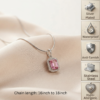 Silver Emerald Cut Crystal Necklace