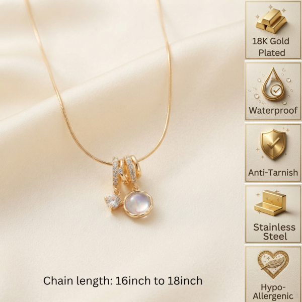 Gold Moonstone Charm Necklace