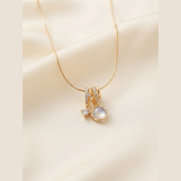 Gold Moonstone Charm Necklace