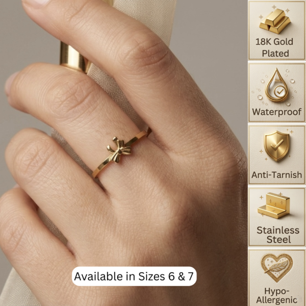 14 - Gold Mini Bow Ring - The Pastel Gem - Best Anti Tarnish Jewellery Gold Mini Bow Ring