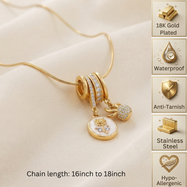 Gold Rose Charm Necklace