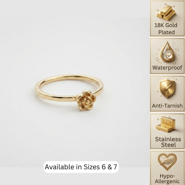 Gold Mini Sculpted Rose Ring