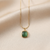 17 - Gold Cushion Stone Pendant Necklace - The Pastel Gem - Best Anti Tarnish Jewellery Gold Cushion Stone Pendant Necklace