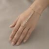 2 - Gold Crystal Tennis Hand Chain Bracelet - The Pastel Gem - Best Anti Tarnish Jewellery Gold Crystal Tennis Hand Chain Bracelet