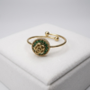 Gold Green Crystal Rose Ring