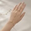 2 - Gold Square Crystal Hand Chain Bracelet - The Pastel Gem - Best Anti Tarnish Jewellery Gold Crystal Beaded Hand Chain Bracelet