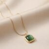 20 - Gold Cushion Stone Pendant Necklace - The Pastel Gem - Best Anti Tarnish Jewellery Gold Cushion Stone Pendant Necklace