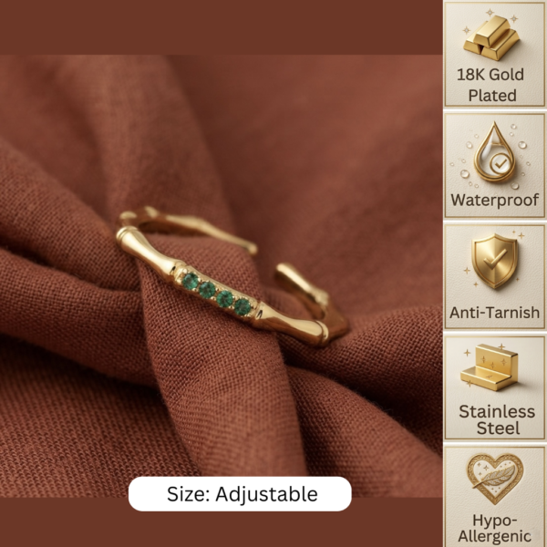 Gold Bamboo Crystal Ring
