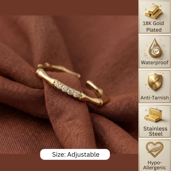 Gold Bamboo Crystal Ring