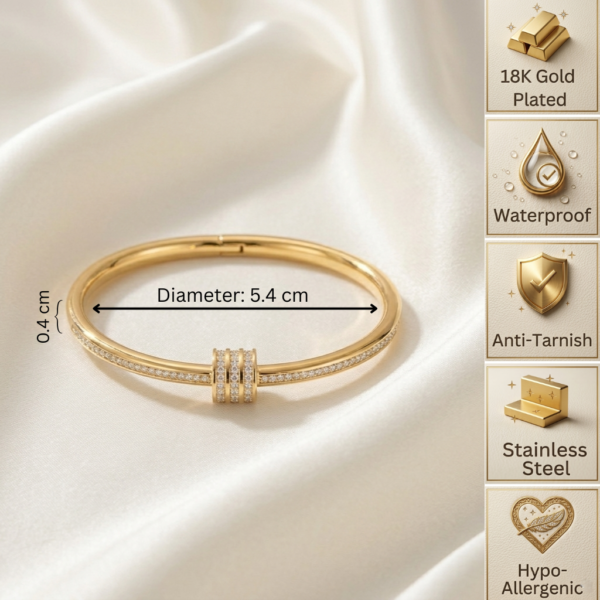 23 Gold Pave Hinged Bangle
