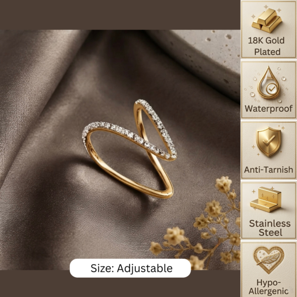 Gold Crystal Chevron Wrap Ring