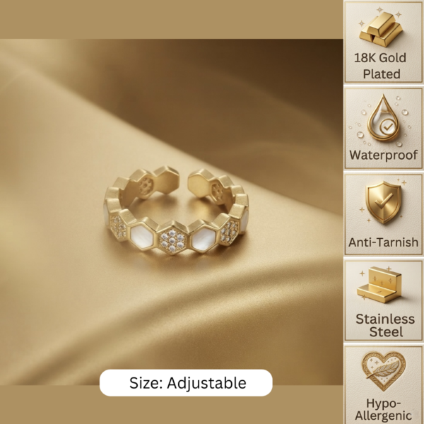 Gold Honeycomb Shell Ring
