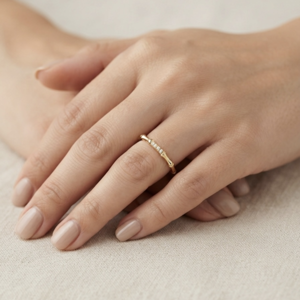 Gold Bamboo Crystal Ring
