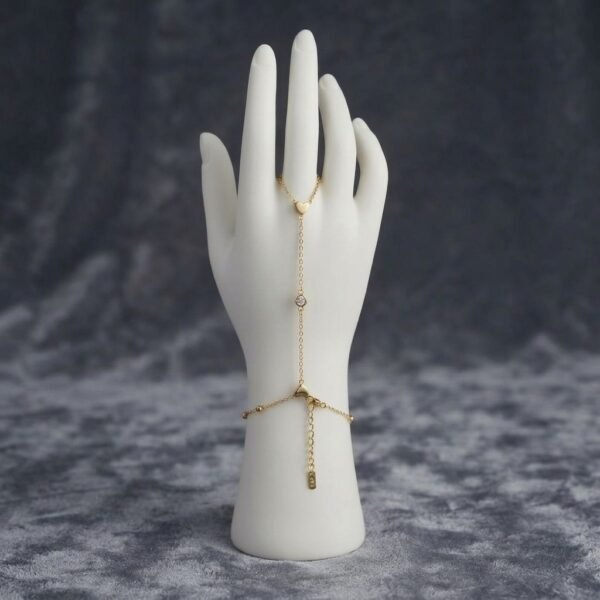 3 - Gold Heart Crystal Hand Chain Bracelet - The Pastel Gem - Best Anti Tarnish Jewellery Gold Heart Crystal Hand Chain Bracelet